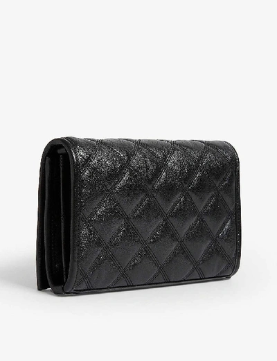 Shop Saint Laurent Becky Leather Wallet-on-chain In Black Gold