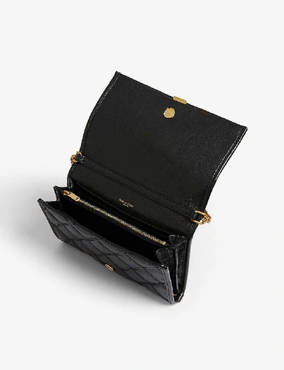 Shop Saint Laurent Becky Leather Wallet-on-chain In Black Gold