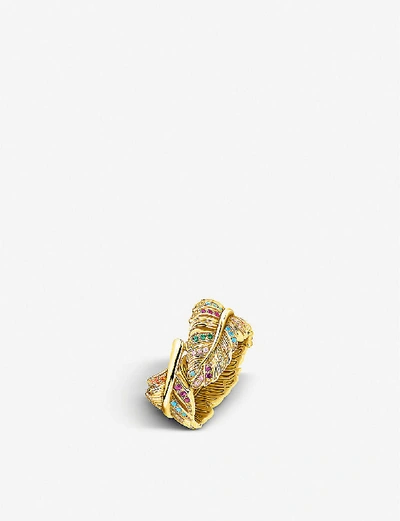 Shop Thomas Sabo Womens Multicoloured Magic Garden Yellow Gold-plated Sterling Silver And Glass-ceramic Stones Ring 5