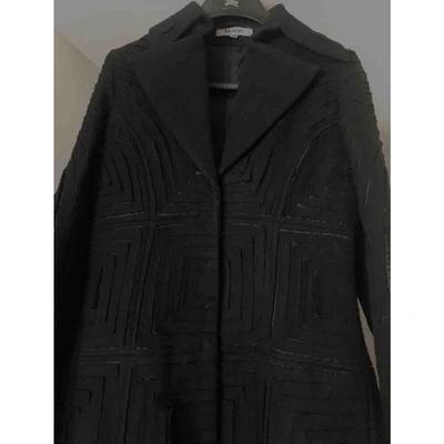 Pre-owned Hoss Intropia Wool Coat In Black