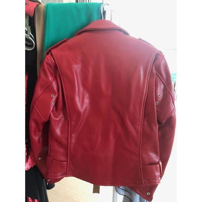 Pre-owned Schott Leather Biker Jacket In Red