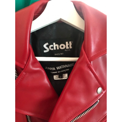 Pre-owned Schott Leather Biker Jacket In Red