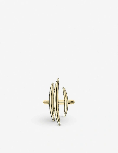 Shop Shaun Leane Womens Yellow Gold Vermeil Quill Yellow-gold Vermeil Triple Bar Ring