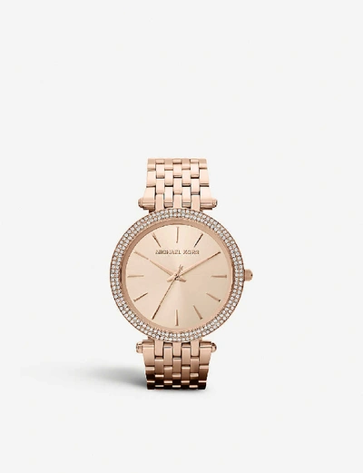 Shop Michael Kors Mk3192 Darci Rose Gold-toned Stainless Steel Watch