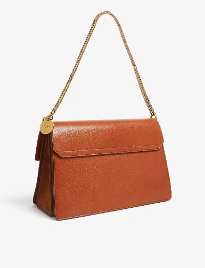 Shop Givenchy Gv3 Medium Leather And Suede Shoulder Bag In Chestnut