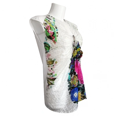 Pre-owned Roberto Cavalli Silk Blouse In White