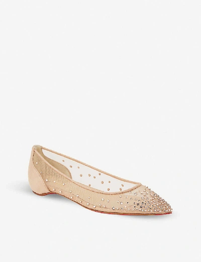 Shop Christian Louboutin Women's Version Li Follies Strass Flat Rete/suede