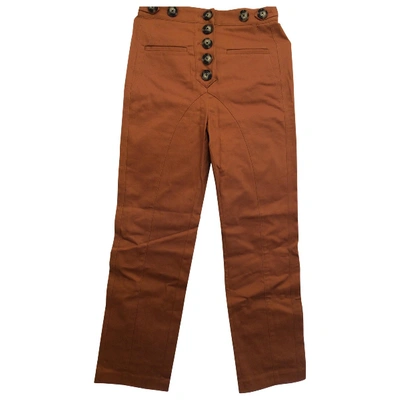 Pre-owned Self-portrait Straight Pants In Brown