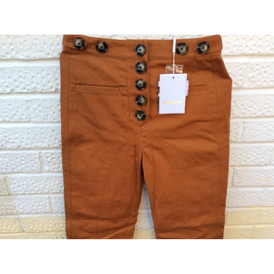 Pre-owned Self-portrait Straight Pants In Brown