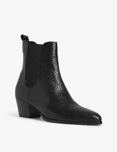 Shop Claudie Pierlot Python-embossed Leather Ankle Boots In Black