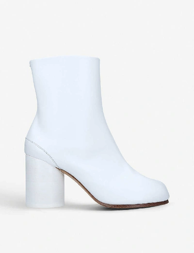 Shop Maison Margiela Tabi Leather Split-toe Boot In White