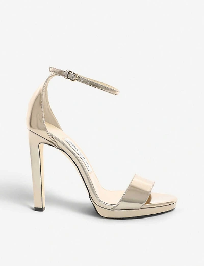 Shop Jimmy Choo Misty 120 Metallic-leather Heeled Sandals In Gold