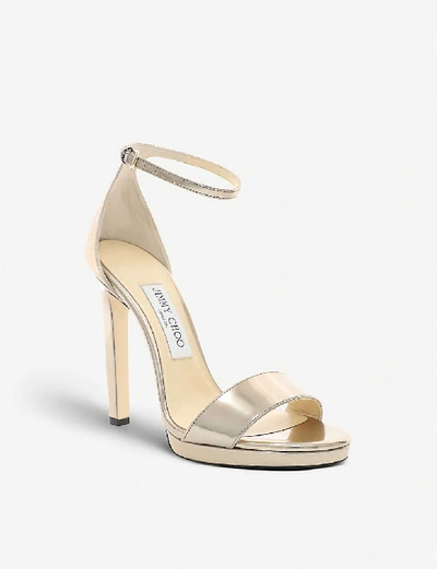 Shop Jimmy Choo Misty 120 Metallic-leather Heeled Sandals In Gold