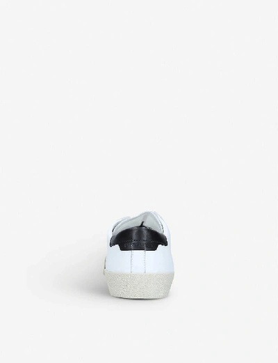 Shop Saint Laurent Women's White/blk Court Classic Brand-embroidered Leather Low-top Trainers