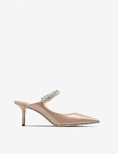Shop Jimmy Choo Bing 65 Embellished Patent-leather Heeled Mules In Ballet+pink