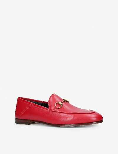 Shop Gucci Brixton Collapsible Leather Loafers In Red