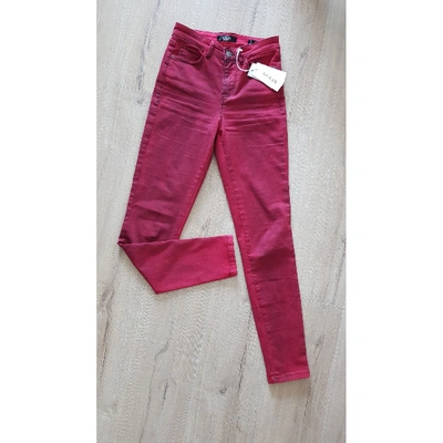 Pre-owned Guess Slim Jeans In Burgundy