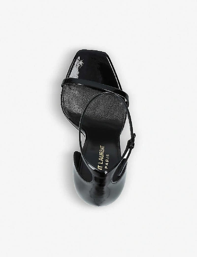 Shop Saint Laurent Women's Blk/other Opyum 110 Leather Heeled Sandals
