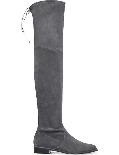 Shop Stuart Weitzman Lowland Suede Thigh Boots In Grey/dark