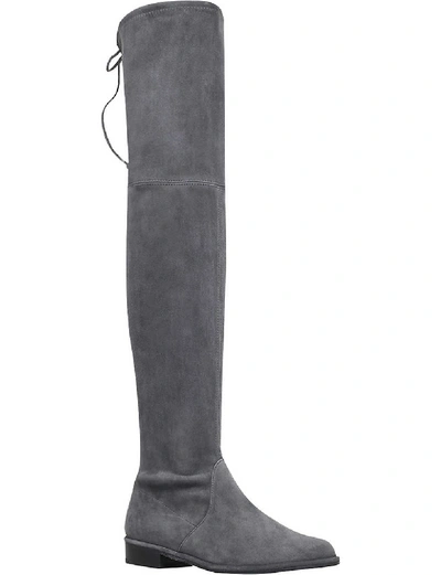 Shop Stuart Weitzman Lowland Suede Thigh Boots In Grey/dark