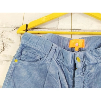 Pre-owned Manoush Blue Velvet Trousers