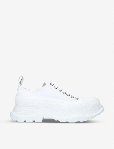 Alexander Mcqueen Tread Slick Canvas Exaggerated-sole Sneakers In White