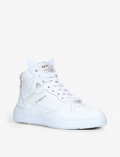 Shop Givenchy Wing Grained-leather High-top Trainers In White