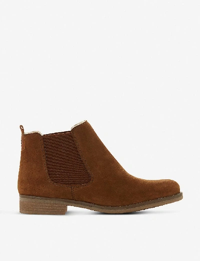 Shop Dune Prompted Faux-shearling Lined Suede Chelsea Boots In Tan-suede