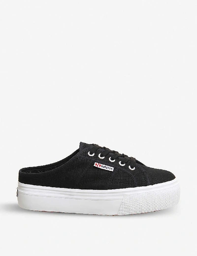 Shop Superga 2284 Mule Canvas Flatform Trainers In Black