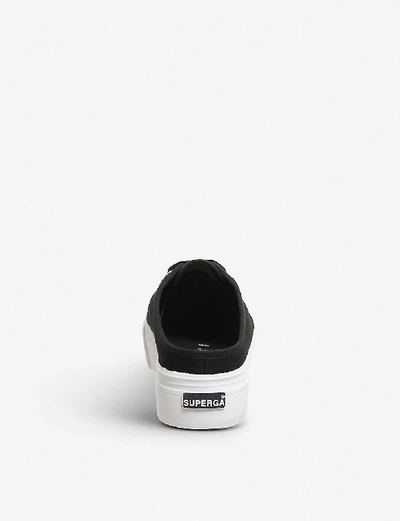 Shop Superga 2284 Mule Canvas Flatform Trainers In Black