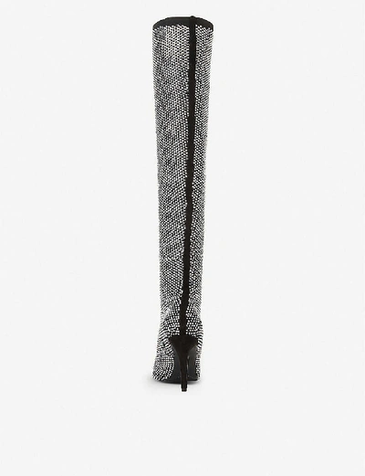 Shop Dune Sacramento Embellished Over-the-knee Boots In Black-fabric