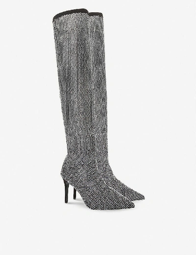 Shop Dune Sacramento Embellished Over-the-knee Boots In Black-fabric