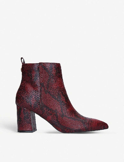 Shop Kg Kurt Geiger Suki Snakeskin Faux-leather Ankle Boots In Red/dark