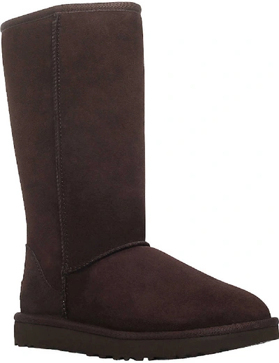Ugg Classic Tall Ii Womens Suede Fur Lined Winter Boots In Dark Brown