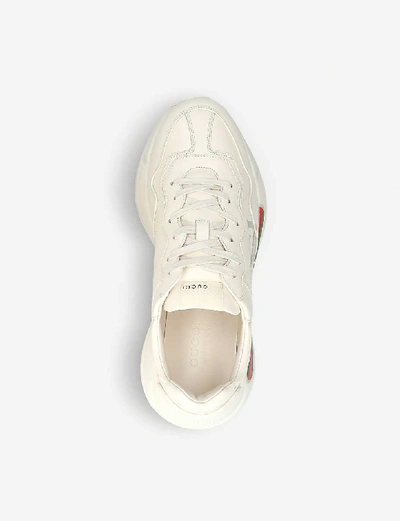 Shop Gucci Ladies Rhyton Leather Running Trainers In White