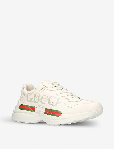 Shop Gucci Ladies Rhyton Leather Running Trainers In White