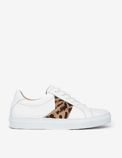 Shop Lk Bennett Alivia Leopard-print Leather Trainers In Whi-natural