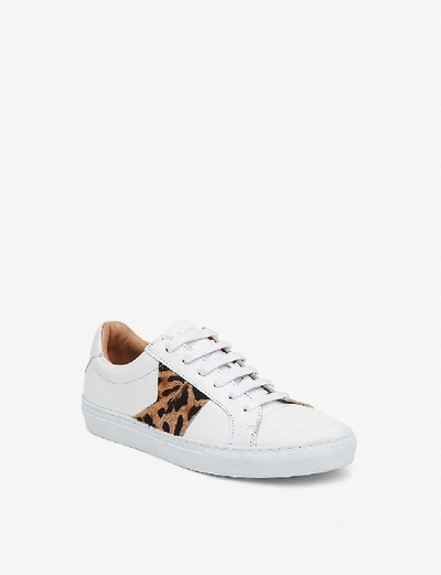 Shop Lk Bennett Alivia Leopard-print Leather Trainers In Whi-natural