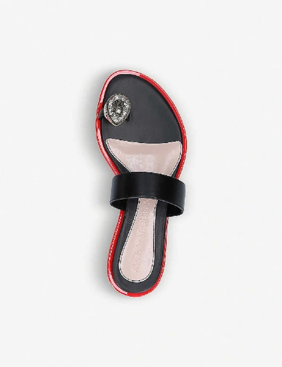 Shop Alexander Mcqueen Beetle-embellished Leather Sandals In Black/comb