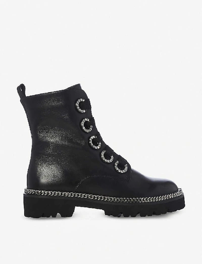 Shop Dune Pavvillion Chain Welt Leather Biker Boots In Black-leather