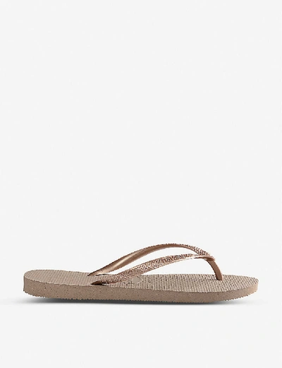 Shop Havaianas Women's Slim Rose Gold Slim Rubber Flip-flops