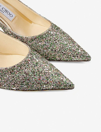 Shop Jimmy Choo Love 65 Glittered Courts In Peppermint