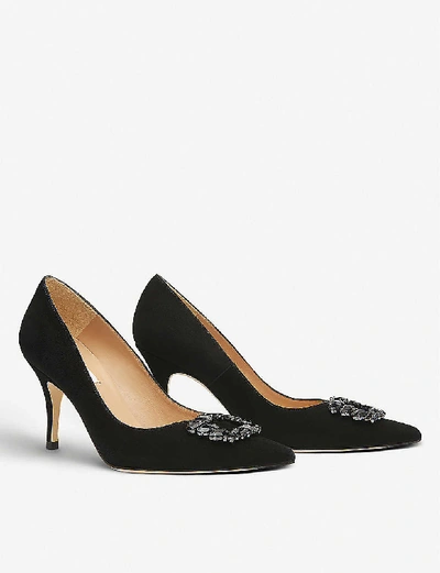 Shop Lk Bennett Harmony Suede Courts In Bla-black