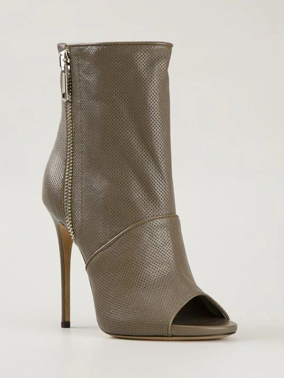 Shop Casadei Perforated Open-toe Boots