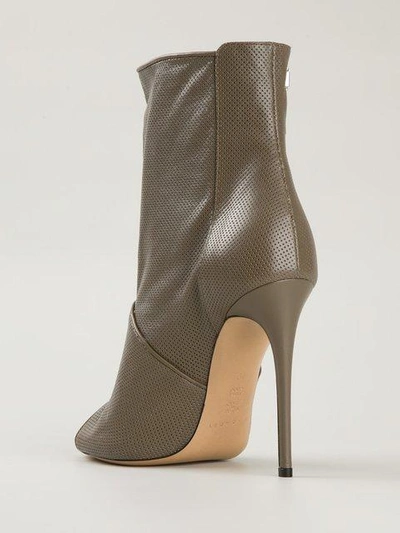 Shop Casadei Perforated Open-toe Boots