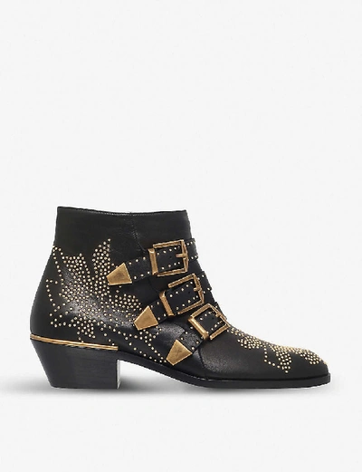 Shop Chloé Susanna Leather Heeled Ankle Boots In Black