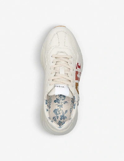 Gucci Rhyton Metallic Logo-print Leather Sneakers In White