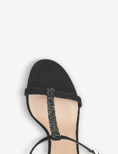 Shop Lk Bennett Nevada Swarovski Leather Heeled Sandals In Bla-black
