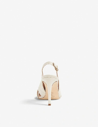 Shop Lk Bennett Helena Cut-out Leather Courts In Whi-off White