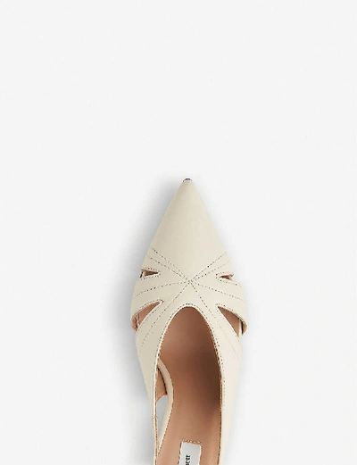 Shop Lk Bennett Helena Cut-out Leather Courts In Whi-off White